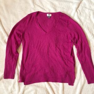 pink v-neck old navy sweater